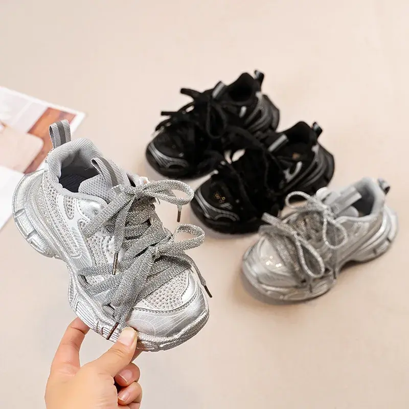 Children's Spring Autumn 2024 New Style Korean Version Breathable Mesh Sports Shoes Casual Running Shoes For Boys And Girls