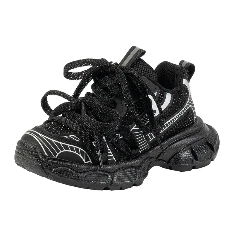 Children's Spring Autumn 2024 New Style Korean Version Breathable Mesh Sports Shoes Casual Running Shoes For Boys And Girls