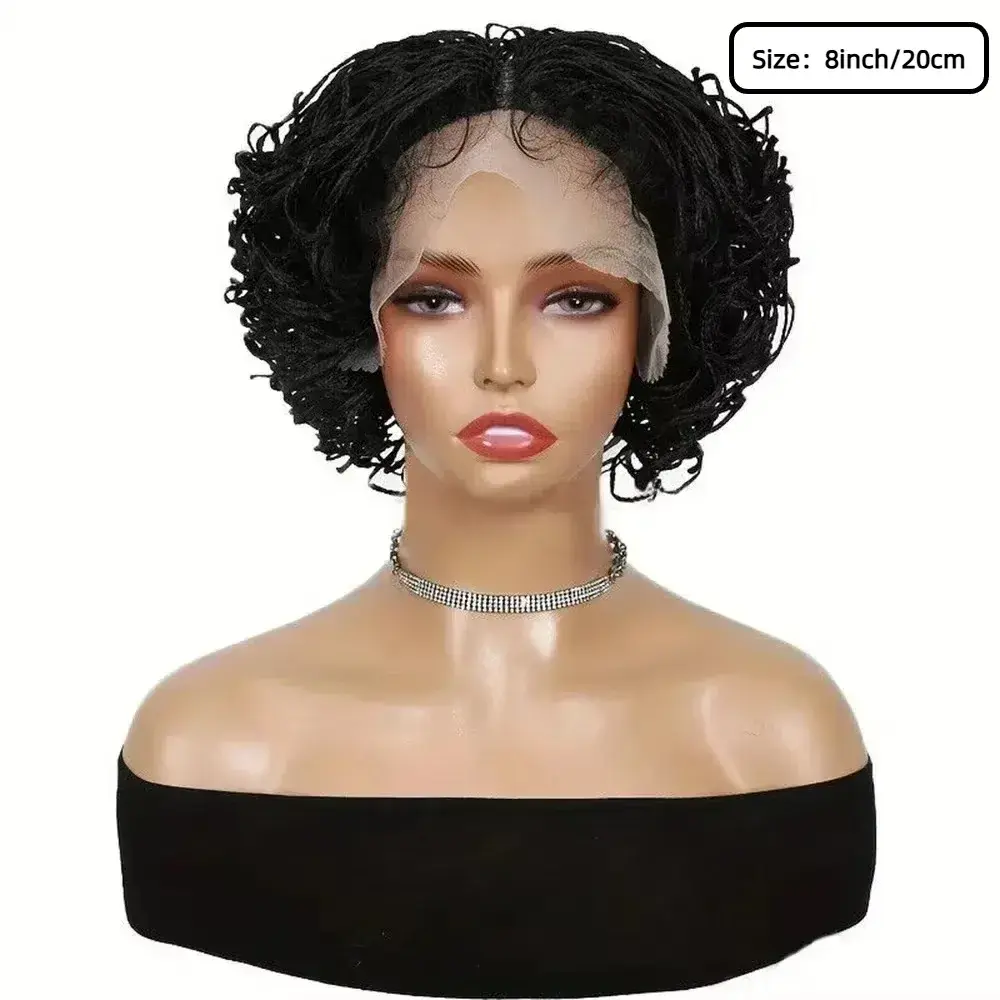 Short Full Lace Wig Women's Braid African Style Curly Hair Extensions Knitted Fake Hair for Women from Mainland China