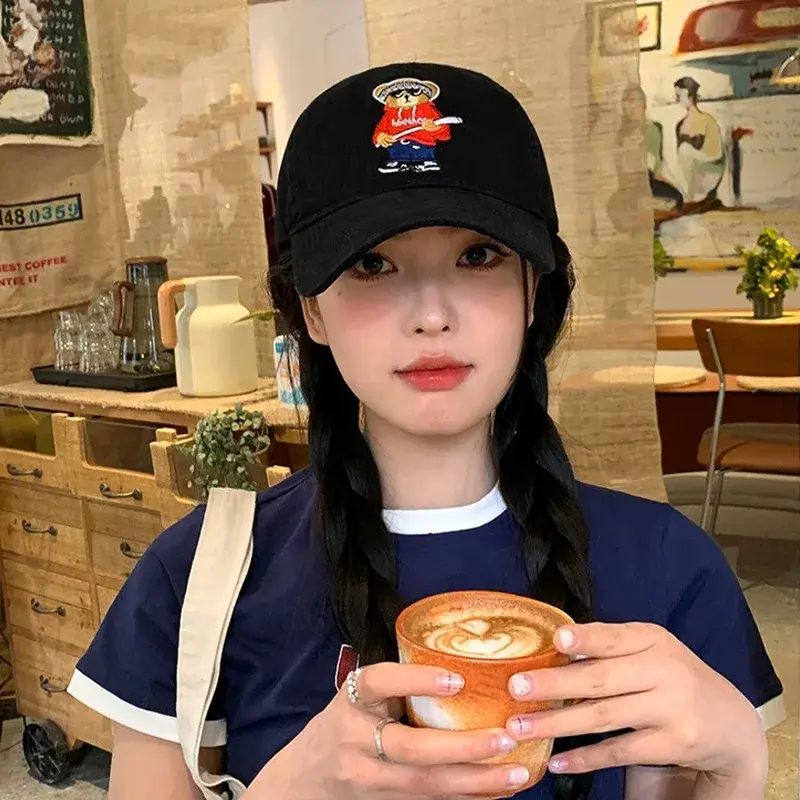 New Cartoon Cute Bear Embroidery Baseball Cap For Men And Women Fun Sunshade Student Versatile Duckbill Cap Wholesale