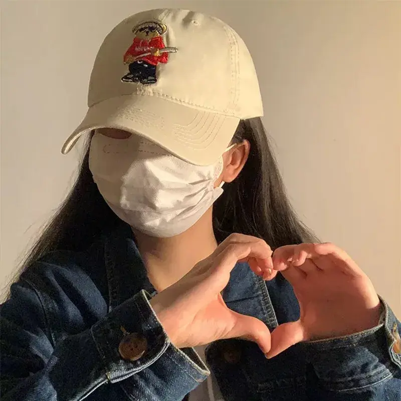 New Cartoon Cute Bear Embroidery Baseball Cap For Men And Women Fun Sunshade Student Versatile Duckbill Cap Wholesale