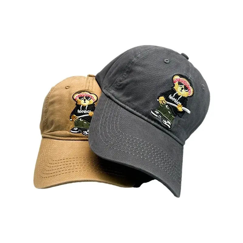 New Cartoon Cute Bear Embroidery Baseball Cap For Men And Women Fun Sunshade Student Versatile Duckbill Cap Wholesale