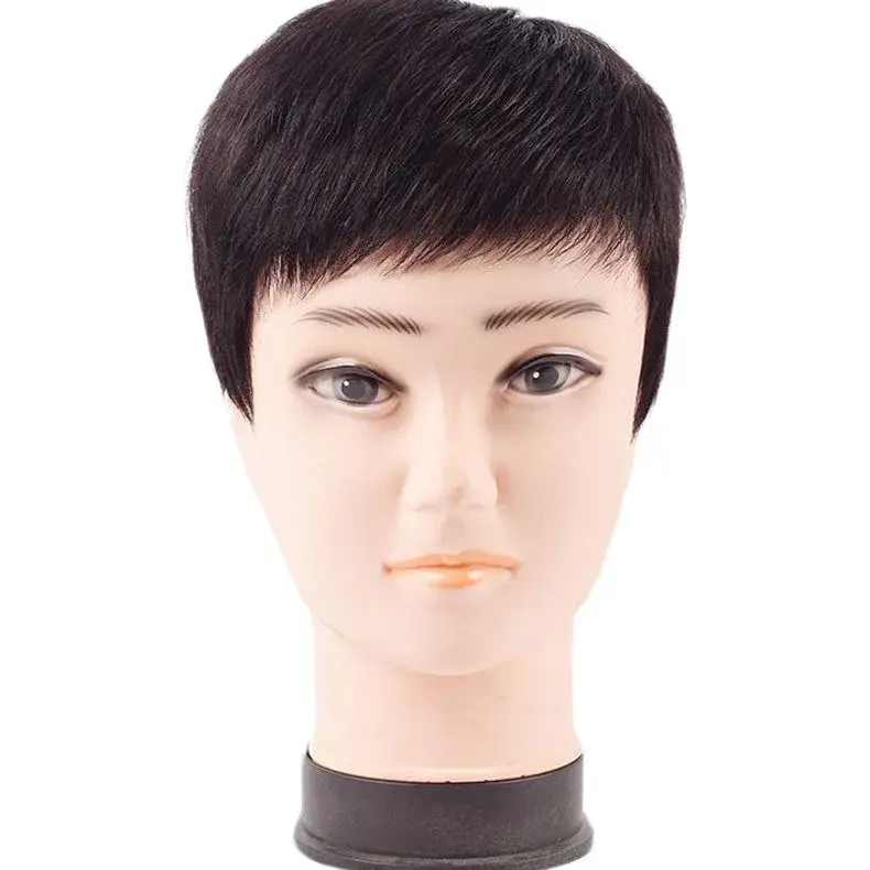 Men's Hair System Full Head Thin Short Hair Male Model Real Hair Wigs Easy to Wear And Maintain Asian Fiber Top Hair Block