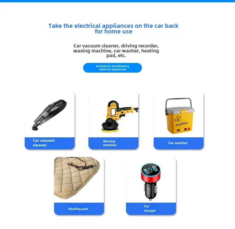 Car Lighter To Home Converter 220V To 12V 5A Automobile Air Conditioner Vacuum Cleaner Refrigerator 60W Adapter Power Switch
