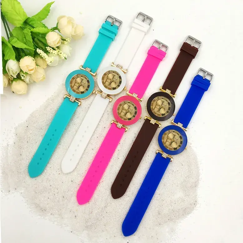 Fashionable Simple Silicone Chhcfashionablestudentwomen's Wristwatch Ultra-thin Inlaid Candy Color Watch