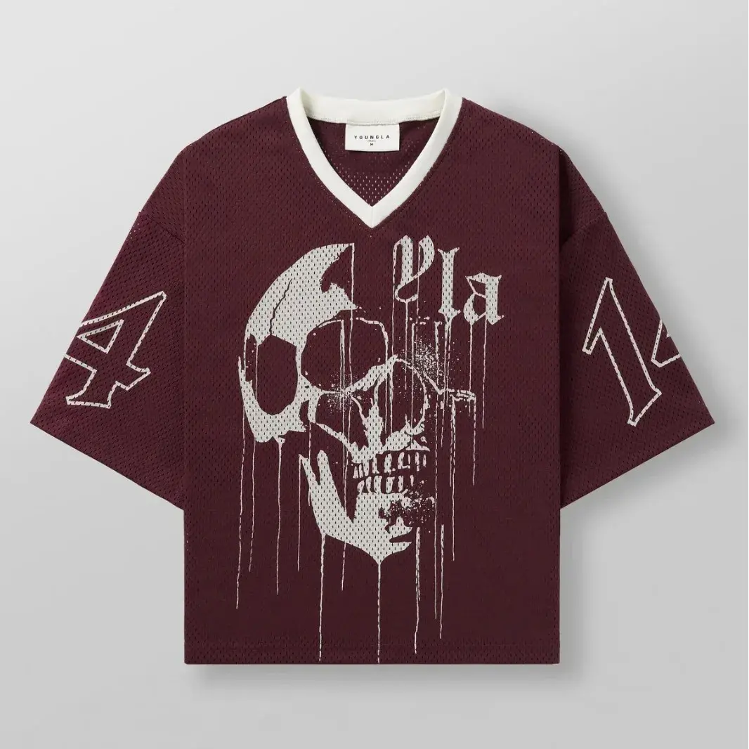 YLA American Style Trendy Sport Plus Size T-shirt European Fitness Training Running Skull Print Short Sleeves Top Summer