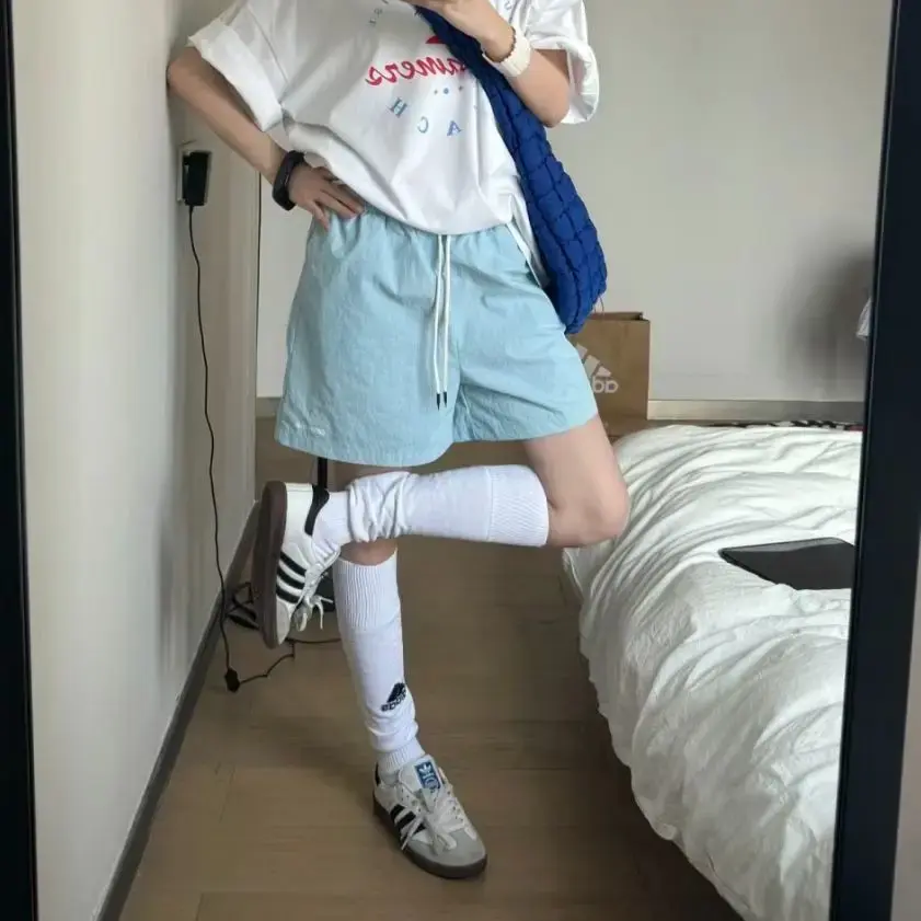 Quick Dry Colorful Dopaamine Island Beach Loose Fit Summer Sporty Casual Shorts Thin Pure Color Women's Fashion Shorts