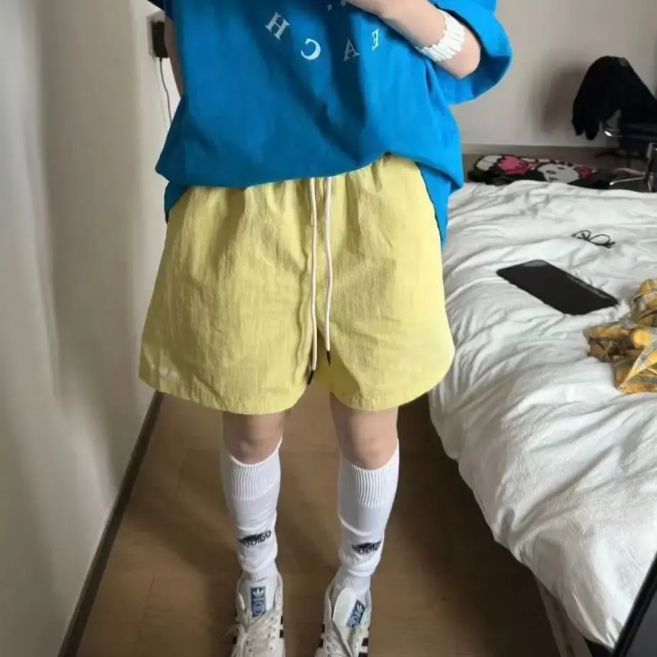 Quick Dry Colorful Dopaamine Island Beach Loose Fit Summer Sporty Casual Shorts Thin Pure Color Women's Fashion Shorts