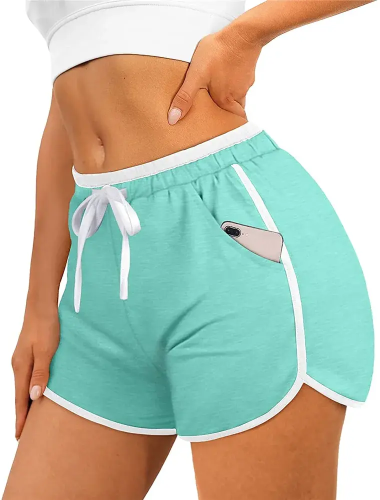 Cross-Border Amazon 2022 Women's Shorts Summer Sports Running Fitness Casual Comfortable Cotton Shorts With Waist Rope
