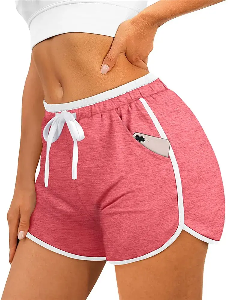 Cross-Border Amazon 2022 Women's Shorts Summer Sports Running Fitness Casual Comfortable Cotton Shorts With Waist Rope