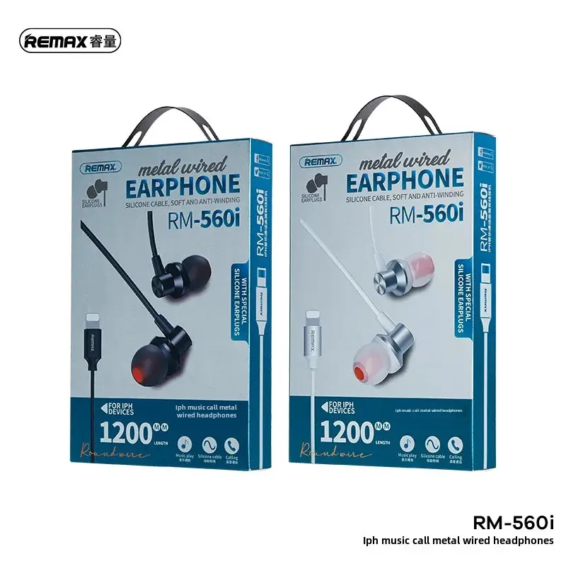 REMAX Wired Earphones Compatible With For Apple iPhone In-Ear Control Microphone RM-560i Motorcycle Helmet Accessories
