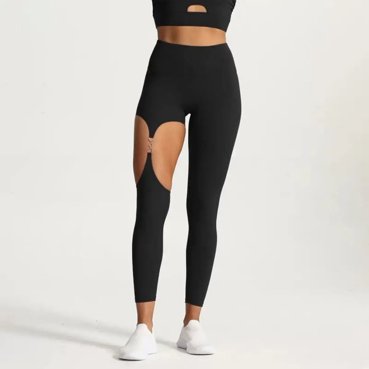 Sexy Hollow Out Sports Suit New Style Quick Dry Running Yoga Pants High Waist Slimming Fitness Wear Versatile