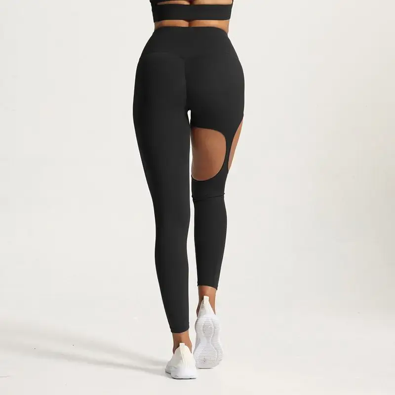 Sexy Hollow Out Sports Suit New Style Quick Dry Running Yoga Pants High Waist Slimming Fitness Wear Versatile