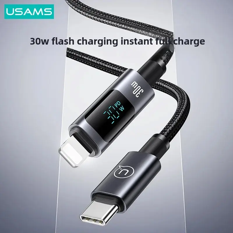 USAMS For Huawei Data Cable 100W PD 30W Apple Compatible Type-C 66W Car Charging Cable Motorcycle Equipment Accessories