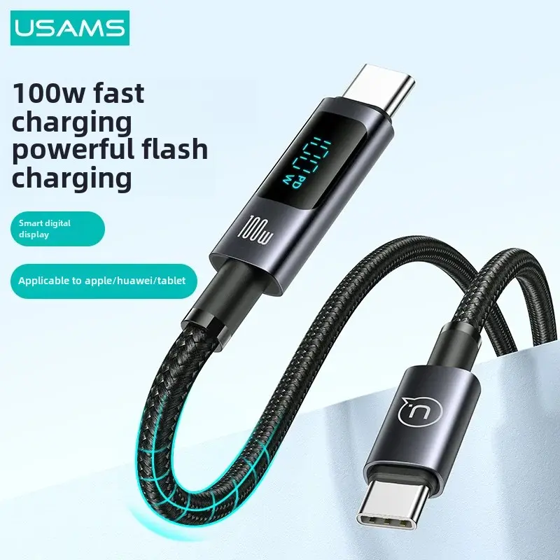 USAMS For Huawei Data Cable 100W PD 30W Apple Compatible Type-C 66W Car Charging Cable Motorcycle Equipment Accessories