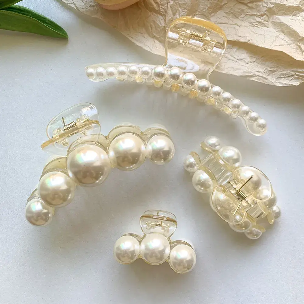 Pearl Hair Claw Women's Shark Clamp Headwear High-End Hair Accessories Luxury Hairpins Stylish Hairgrips Salon Quality
