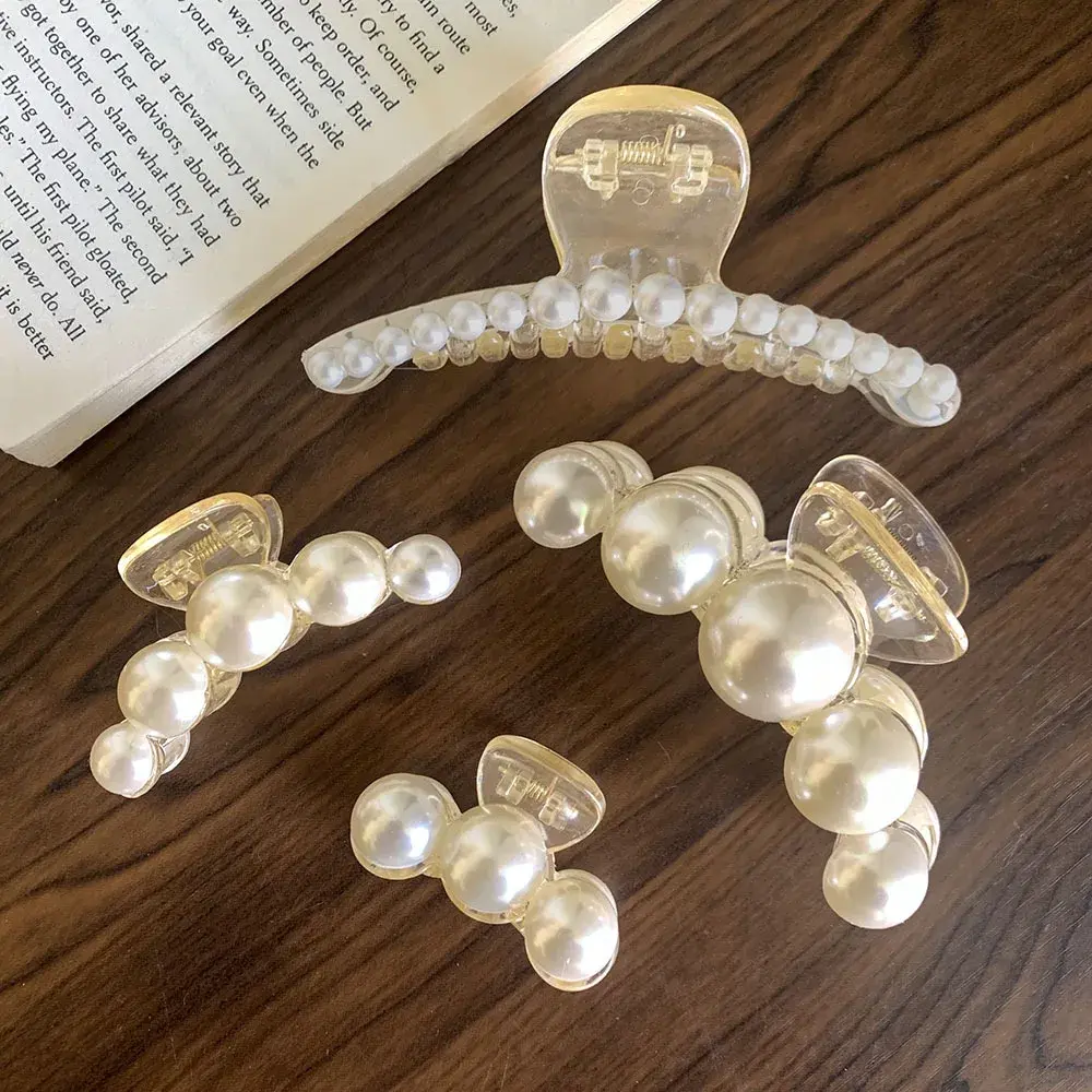 Pearl Hair Claw Women's Shark Clamp Headwear High-End Hair Accessories Luxury Hairpins Stylish Hairgrips Salon Quality