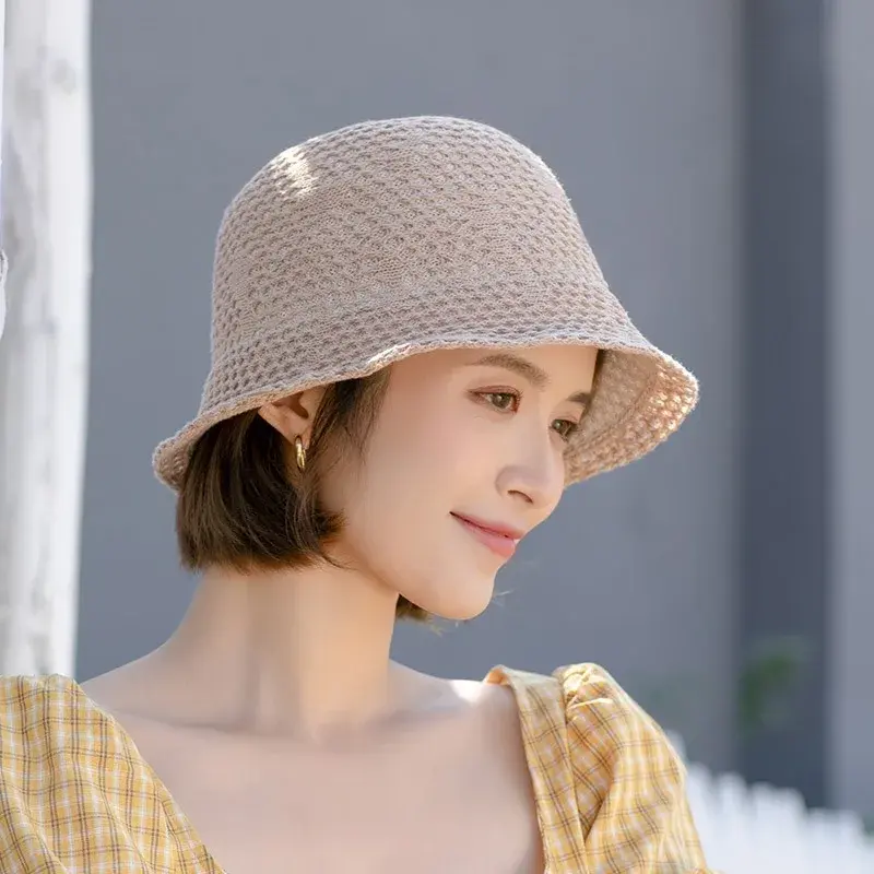 Women's Summer Breathable Hollow out Thin Fisherman Hat Spring Autumn Sunshade Bucket Cap Korean Style Japanese Style Versatile