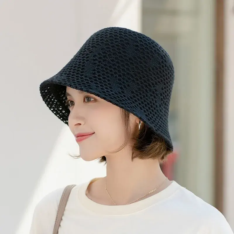 Women's Summer Breathable Hollow out Thin Fisherman Hat Spring Autumn Sunshade Bucket Cap Korean Style Japanese Style Versatile