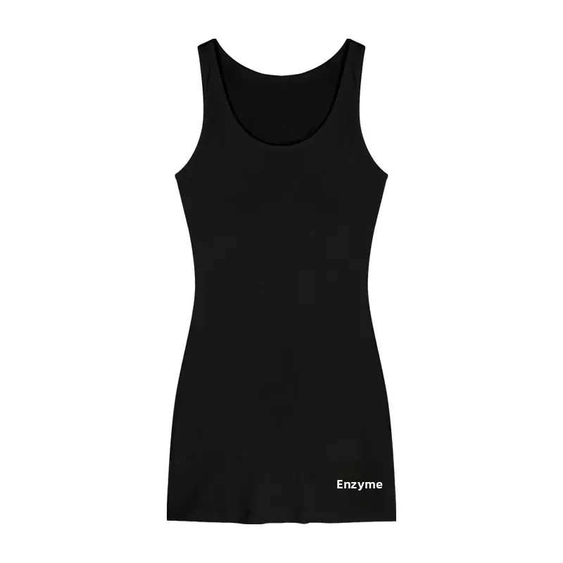 Summer Printed Slim Fit Sleeveless Tank Top Women's Color Cotton Ribbed Vest Fashionable Trendy Mid-Length No Strap Vest