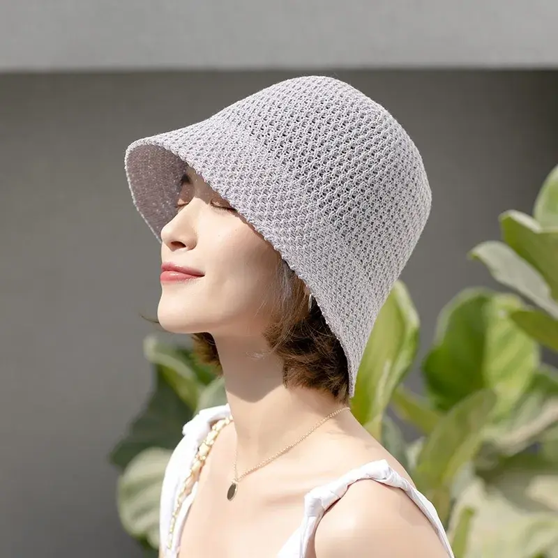 Women's Summer Breathable Hollow out Thin Fisherman Hat Spring Autumn Sunshade Bucket Cap Korean Style Japanese Style Versatile