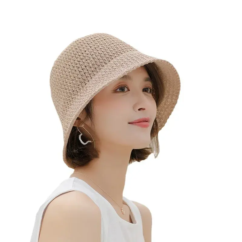 Women's Summer Breathable Hollow out Thin Fisherman Hat Spring Autumn Sunshade Bucket Cap Korean Style Japanese Style Versatile
