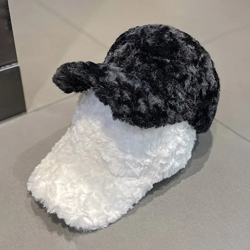 Korean Style Lamb Fur Women's Baseball Cap Thick Warm Autumn Winter Popular Hat Fashionable Sun Protection Versatile Hat