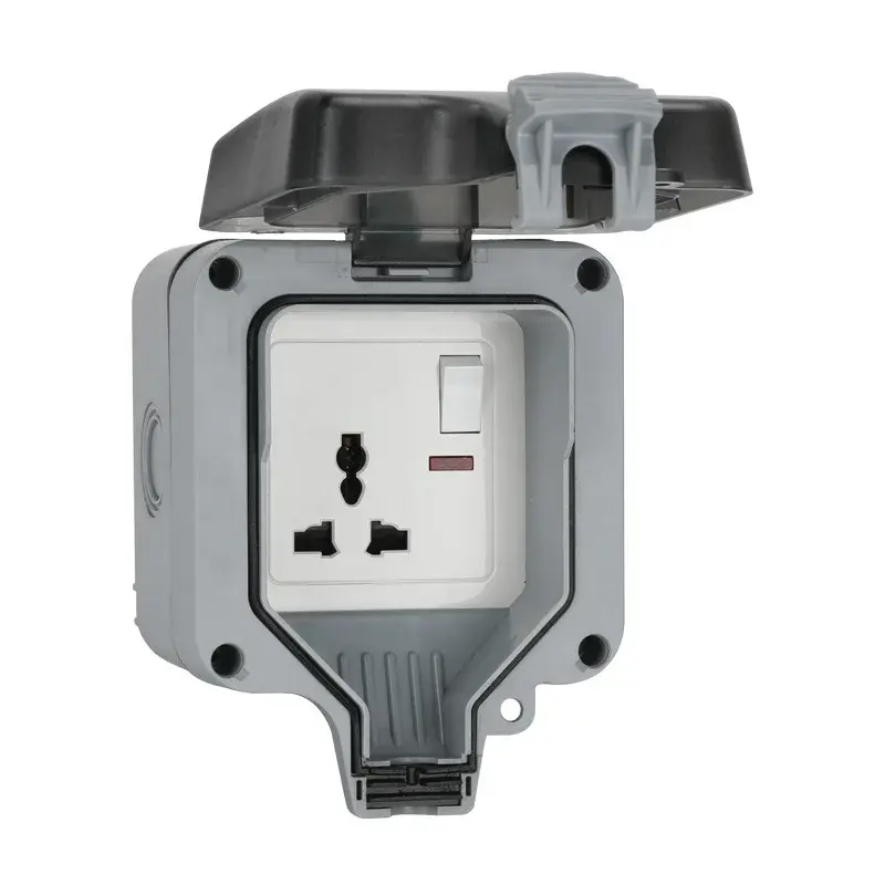 Waterproof Outdoor IP66 Multi-Function Three-Hole Charging Station Plug Waterproof Box Southeast Asia Standard Wall Plug