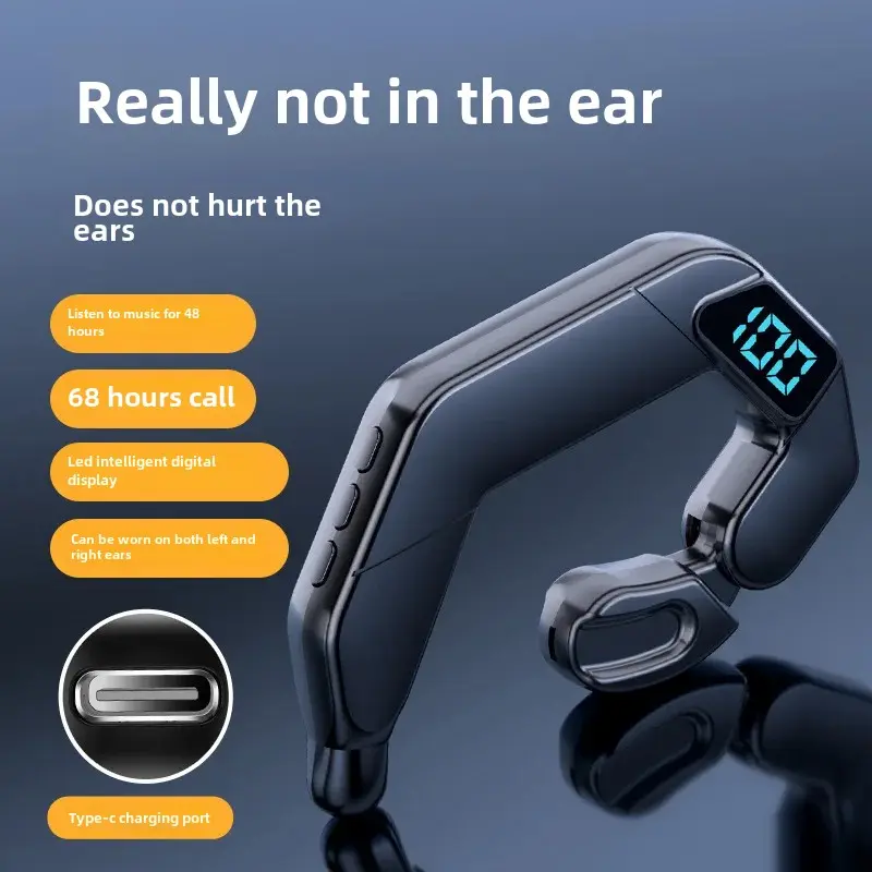 V19 Bluetooth Earphones New Model Digital Display Single Ear Over Ear Business Earphones For Running And Sports Wholesale