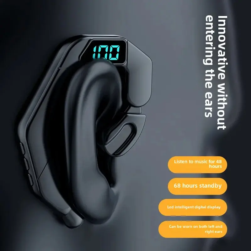 V19 Bluetooth Earphones New Model Digital Display Single Ear Over Ear Business Earphones For Running And Sports Wholesale