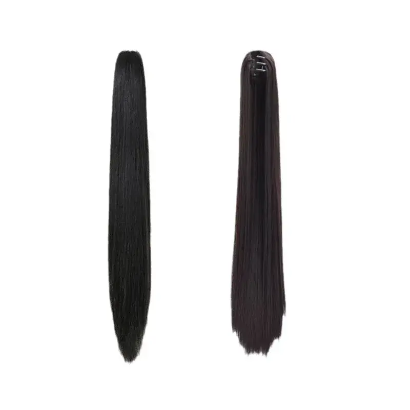 High Ponytail Hair Extension Pieces Men Women Universal Ancient Chinese Martial Artist Style Tiger Mouth Clip Synthetic Tail