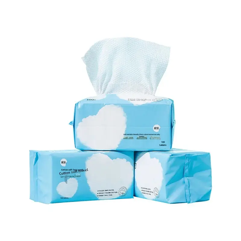 Extra Large Disposable Face Towels Pulled From The Pack Soft Cotton Dual Use Dry And Wet Facial Towels 20*20cm Large Cleaning To
