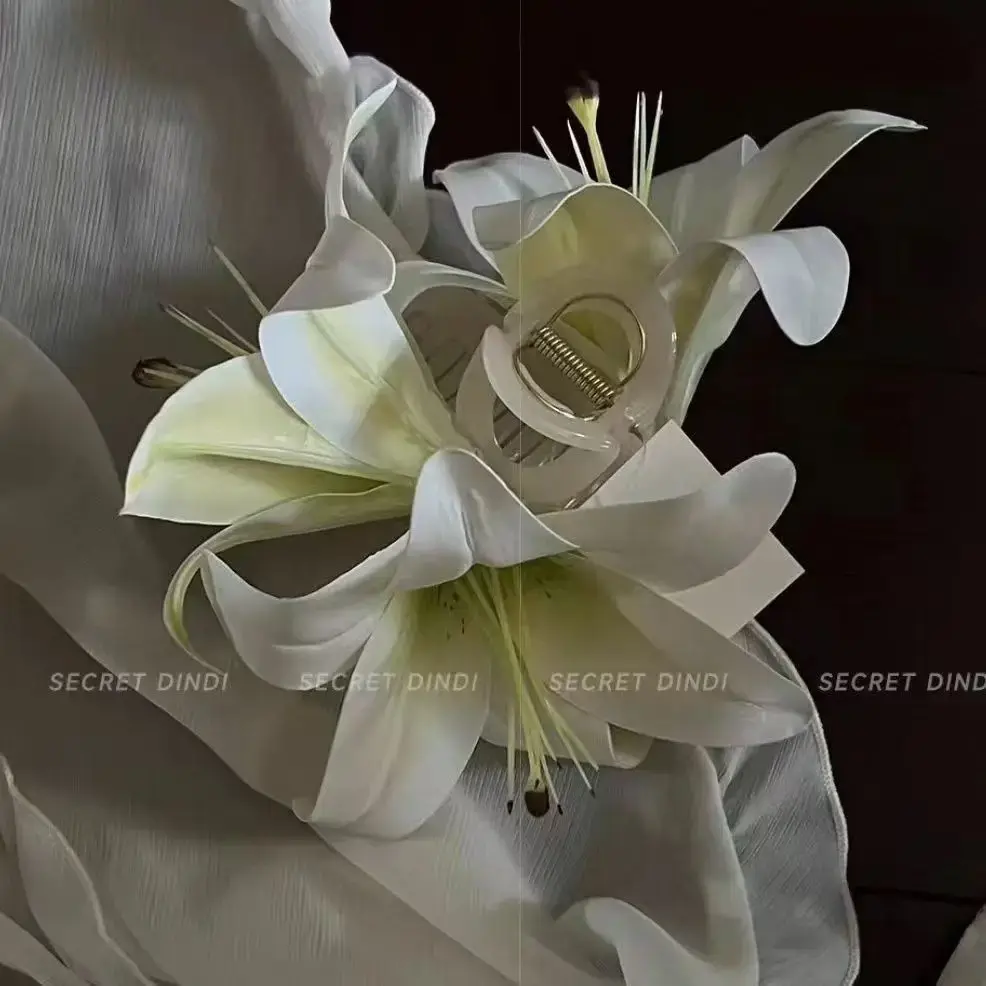New Ultra Fairy Beautiful 3D Lilies Flower Hair Clip Headwear Floral Hair Accessories Back of Head Stylish Hair Grips