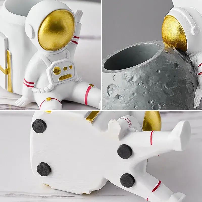Modern Simple Astronaut Pen Holder Creative Desktop Decoration Teacher's Day Gift Birthday Gift For Men Resin Office Supplies