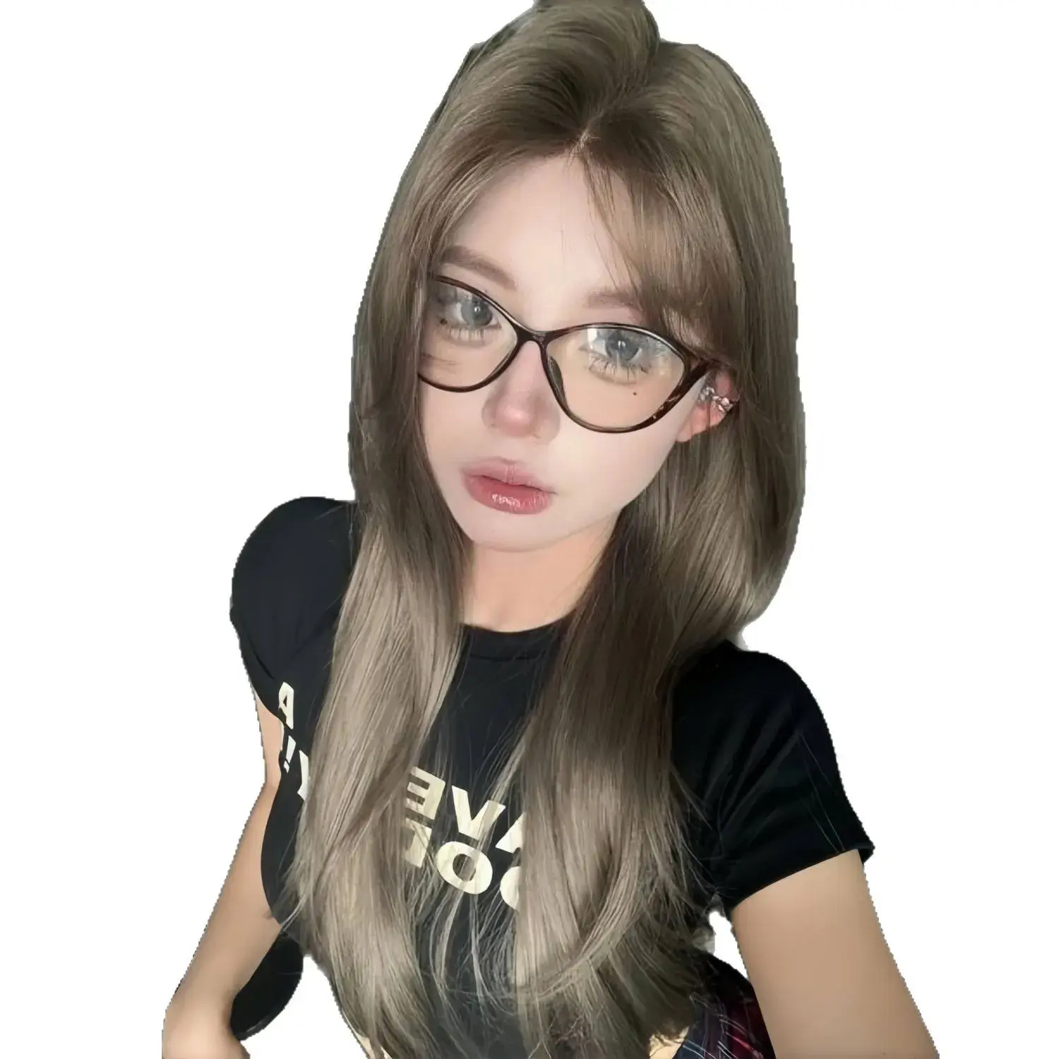 Cony Long Straight Hair Wig Women Full Head Cover Milk Tea Grey Brown High Level Atmosphere Artificial Fibre Mechanism Wig