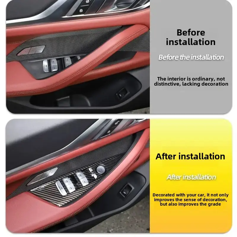 BMW 4 Series I4 Car Door Glass Lift Panel Decorative Frame 425i430i Interior Stickers Storage Organization Car Accessories