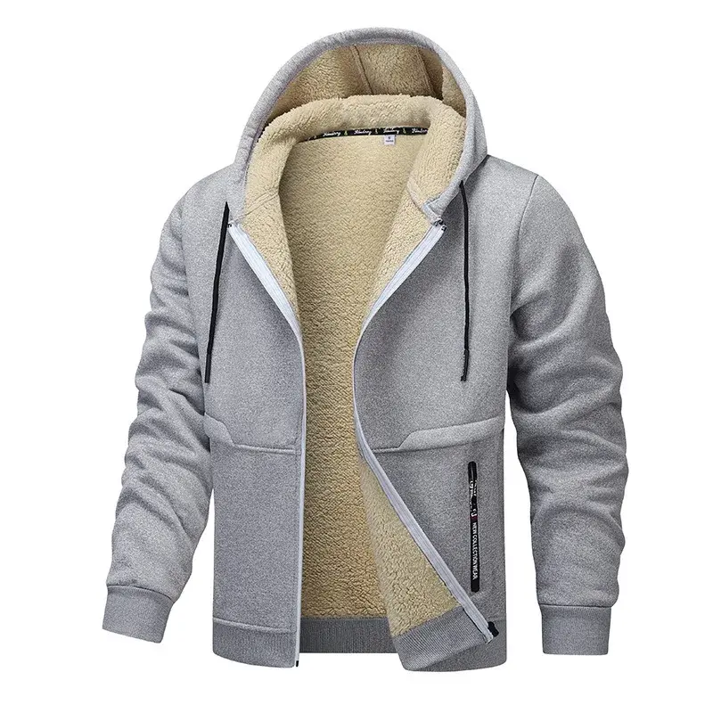 2024 Autumn/Winter New Thickened Sheep Velvet Jacket Hooded Casual Cardigan European Style Loose Fit S-3X Pelage Extérieur