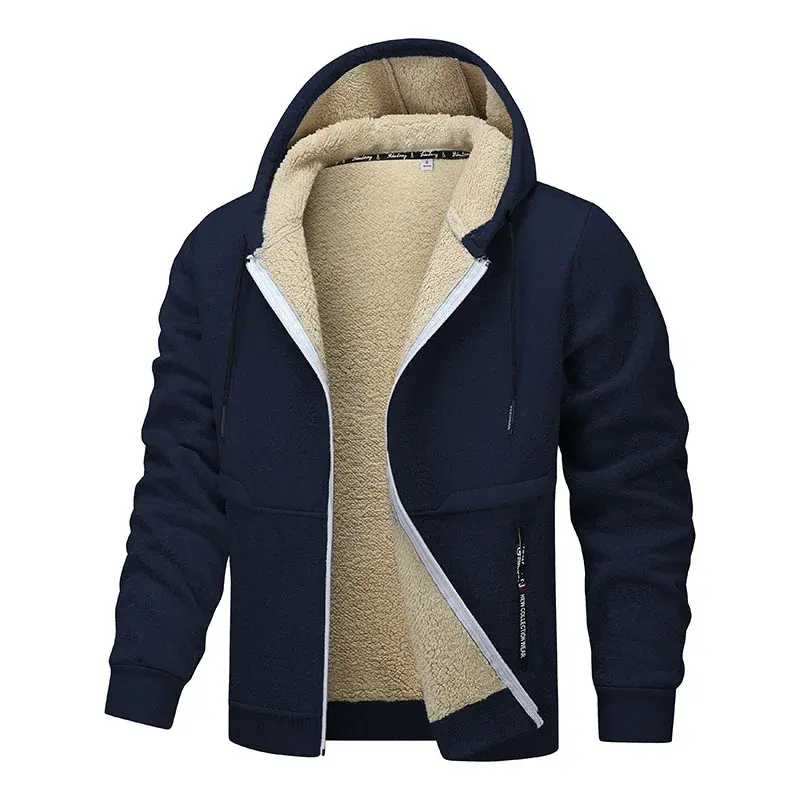 2024 Autumn/Winter New Thickened Sheep Velvet Jacket Hooded Casual Cardigan European Style Loose Fit S-3X Pelage Extérieur