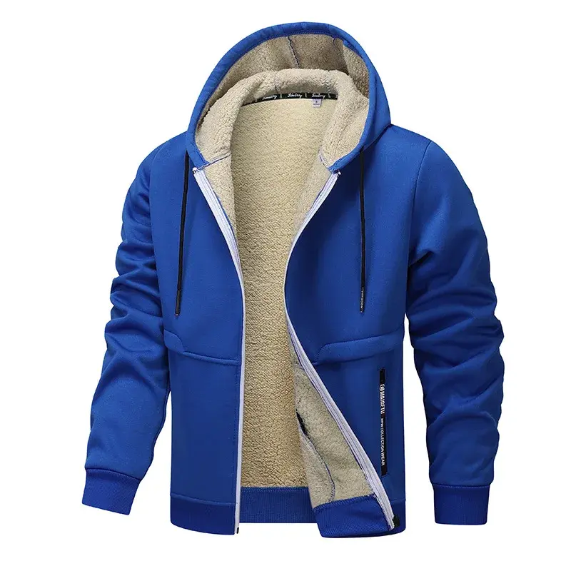 2024 Autumn/Winter New Thickened Sheep Velvet Jacket Hooded Casual Cardigan European Style Loose Fit S-3X Pelage Extérieur