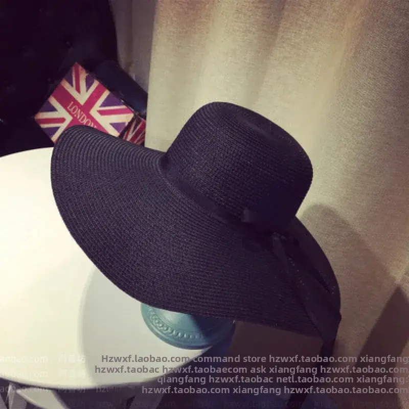 Korean Style Large Brim Beach Sun Hat Women's Butterfly Knot Parent-Child Hat Summer Sun Protection Hat Outing Hat