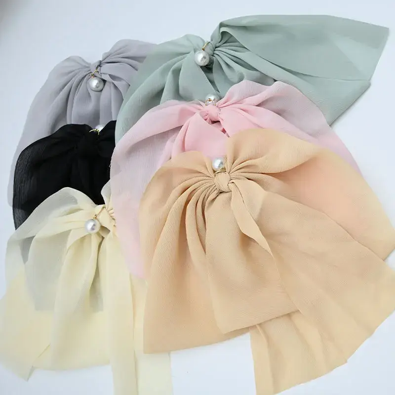 Korean Style Large Pearl Butterfly Knot Hair Clip Elegant Hair Card for Professional Salon Hair Division And Fixation