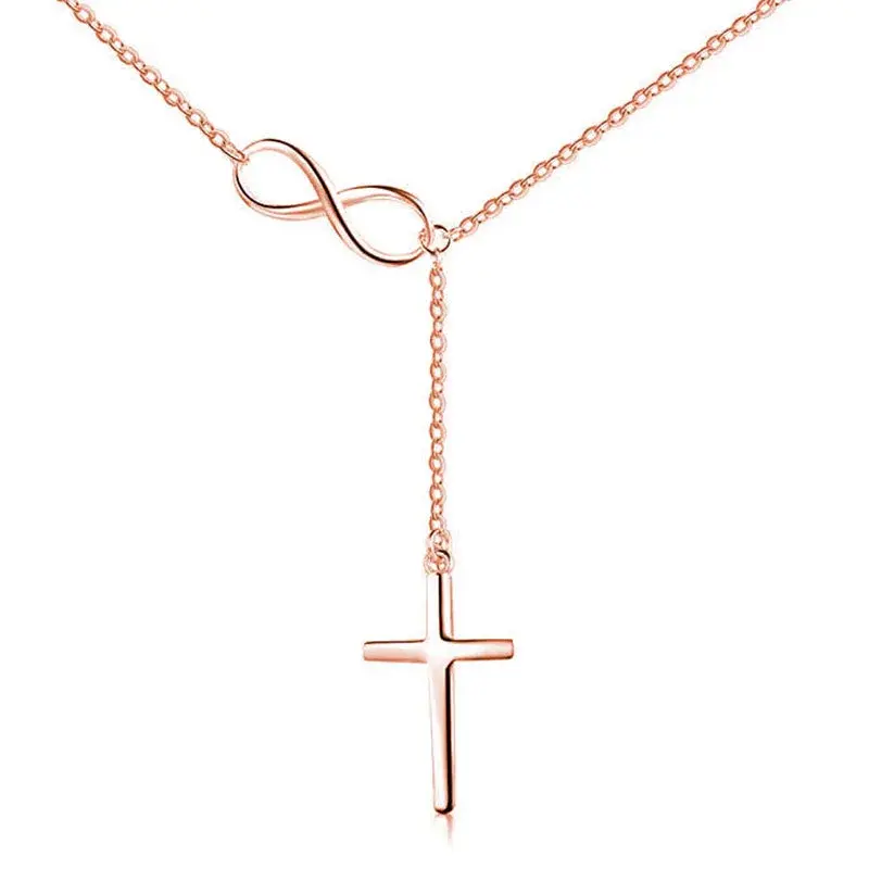 Vintage Cross Body Necklace Simple Fashionable Lucky Eight Character Design Necklace Wholesale Clavicle Chain For Women