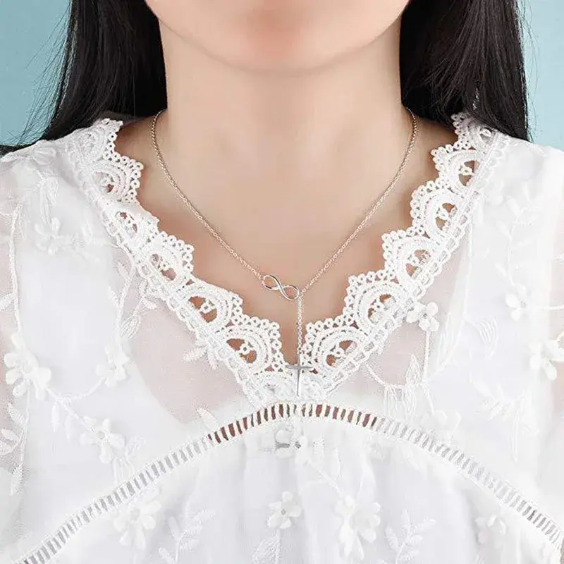 Vintage Cross Body Necklace Simple Fashionable Lucky Eight Character Design Necklace Wholesale Clavicle Chain For Women