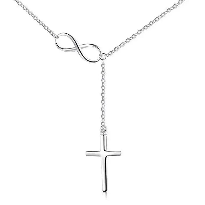 Vintage Cross Body Necklace Simple Fashionable Lucky Eight Character Design Necklace Wholesale Clavicle Chain For Women
