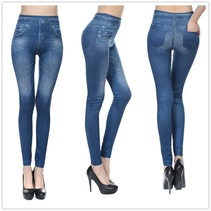 8242 European And American TV Shopping Genuine Pocketbrushed Bunded Denim Leggings Thick Thin Winter Spring Casual Women Legging