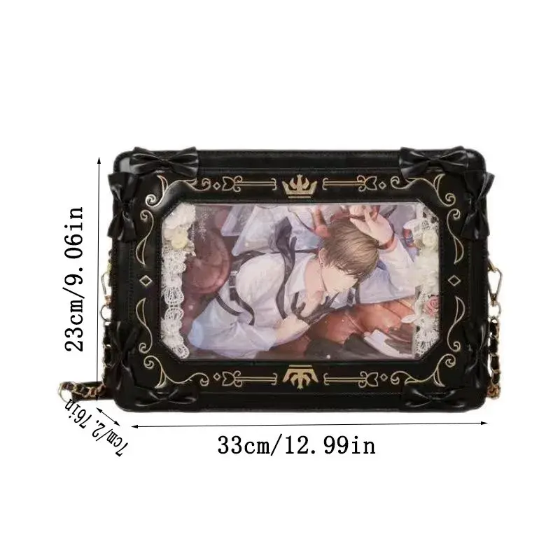 Niche Original Painting Frame Women's Versatile Vintage Transparent Small Square Bag Single Shoulder Slant Cross Bag Grain Bar