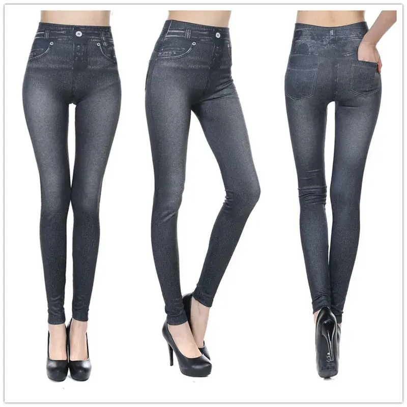 8242 European And American TV Shopping Genuine Pocketbrushed Bunded Denim Leggings Thick Thin Winter Spring Casual Women Legging