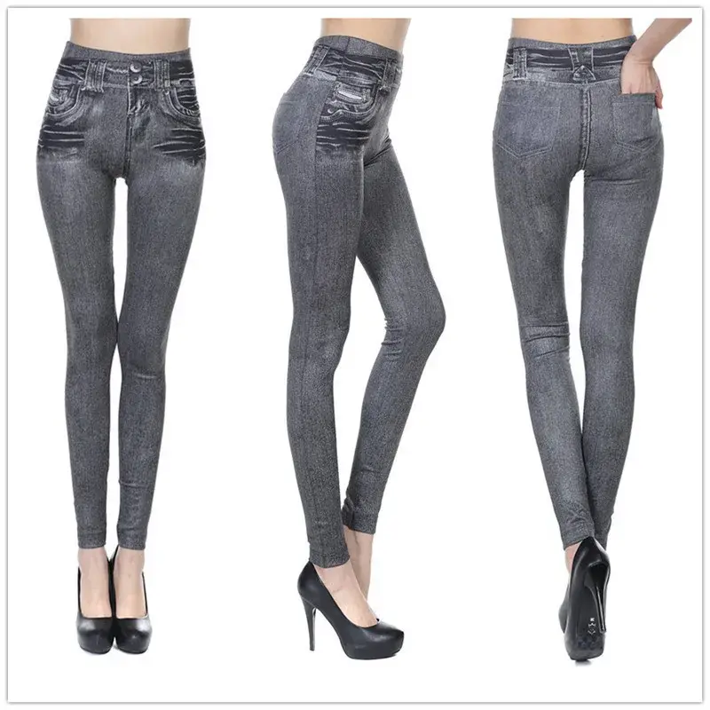 8242 European And American TV Shopping Genuine Pocketbrushed Bunded Denim Leggings Thick Thin Winter Spring Casual Women Legging