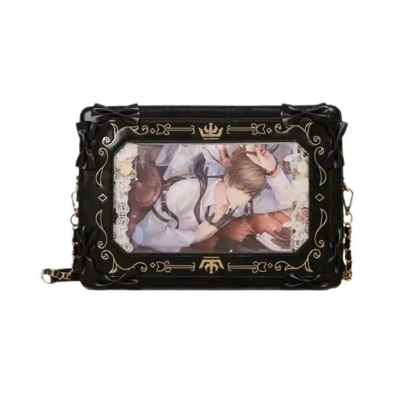 Niche Original Painting Frame Women's Versatile Vintage Transparent Small Square Bag Single Shoulder Slant Cross Bag Grain Bar