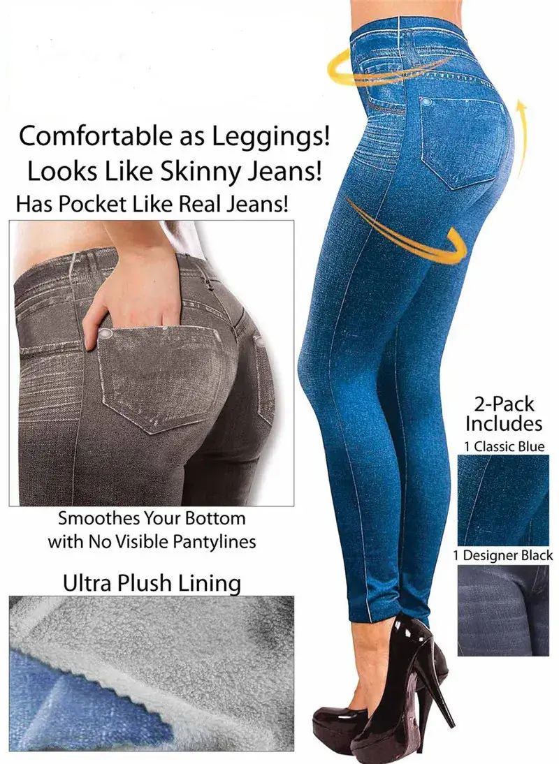 8242 European And American TV Shopping Genuine Pocketbrushed Bunded Denim Leggings Thick Thin Winter Spring Casual Women Legging